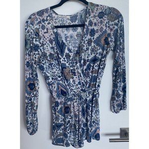 Blue Honey Belle Aztec Long Sleeved Romper size S